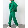 imageFlygo Womens Fleece 2 Piece Sweatsuit Half Zip Pullover Jogging Tracksuit Sweatshirt and SweatpantsGreenS