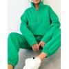 imageFlygo Womens Fleece 2 Piece Sweatsuit Half Zip Pullover Jogging Tracksuit Sweatshirt and SweatpantsGreenS