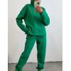 imageFlygo Womens Fleece 2 Piece Sweatsuit Half Zip Pullover Jogging Tracksuit Sweatshirt and SweatpantsGreenS
