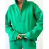 imageFlygo Womens Fleece 2 Piece Sweatsuit Half Zip Pullover Jogging Tracksuit Sweatshirt and SweatpantsGreenS