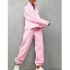imageFlygo Womens Fleece 2 Piece Sweatsuit Half Zip Pullover Jogging Tracksuit Sweatshirt and SweatpantsPinkS