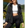 imageFlygo Womens Fleece Jacket Reversible Zip up Hoodie Fuzzy Coat Sherpa Lined Warm Winter Jackets CoatsBlack