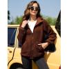 imageFlygo Womens Fleece Jacket Reversible Zip up Hoodie Fuzzy Coat Sherpa Lined Warm Winter Jackets CoatsBrown