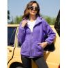 imageFlygo Womens Fleece Jacket Reversible Zip up Hoodie Fuzzy Coat Sherpa Lined Warm Winter Jackets CoatsPurple
