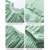 imageFlygo Womens Gingham Pajamas Set 2 Piece Cotton Pj Lounge Sets Puff Sleeve Ruffle Babydoll Shirt Shorts Summer OutfitsLight Green