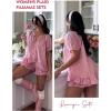 imageFlygo Womens Gingham Pajamas Set 2 Piece Cotton Pj Lounge Sets Puff Sleeve Ruffle Babydoll Shirt Shorts Summer OutfitsPink