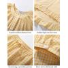 imageFlygo Womens Gingham Pajamas Set 2 Piece Cotton Pj Lounge Sets Puff Sleeve Ruffle Babydoll Shirt Shorts Summer OutfitsYellow