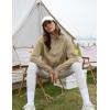 imageFlygo Womens Half Zip Sweatshirts Stand Collar Activewear Running Workout Pullover TopsApricot