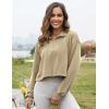 imageFlygo Womens Half Zip Sweatshirts Stand Collar Activewear Running Workout Pullover TopsApricot
