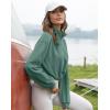 imageFlygo Womens Half Zip Sweatshirts Stand Collar Activewear Running Workout Pullover TopsBean Green