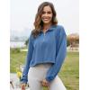 imageFlygo Womens Half Zip Sweatshirts Stand Collar Activewear Running Workout Pullover TopsBlue