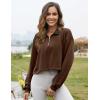 imageFlygo Womens Half Zip Sweatshirts Stand Collar Activewear Running Workout Pullover TopsBrown
