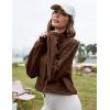 imageFlygo Womens Half Zip Sweatshirts Stand Collar Activewear Running Workout Pullover TopsBrown