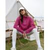 imageFlygo Womens Half Zip Sweatshirts Stand Collar Activewear Running Workout Pullover TopsMagenta