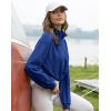 imageFlygo Womens Half Zip Sweatshirts Stand Collar Activewear Running Workout Pullover TopsNavy