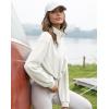 imageFlygo Womens Half Zip Sweatshirts Stand Collar Activewear Running Workout Pullover TopsWhite