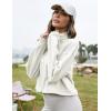 imageFlygo Womens Half Zip Sweatshirts Stand Collar Activewear Running Workout Pullover TopsWhite
