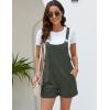 imageFlygo Womens Short Overalls Summer Casual Cotton Linen Adjustable Bib Shortalls Jumpsuits Romper Shorts with PocketsArmy Green