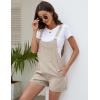 imageFlygo Womens Short Overalls Summer Casual Cotton Linen Adjustable Bib Shortalls Jumpsuits Romper Shorts with PocketsBeige