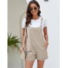 imageFlygo Womens Short Overalls Summer Casual Cotton Linen Adjustable Bib Shortalls Jumpsuits Romper Shorts with PocketsBeige