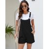 imageFlygo Womens Short Overalls Summer Casual Cotton Linen Adjustable Bib Shortalls Jumpsuits Romper Shorts with PocketsBlack