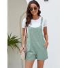 imageFlygo Womens Short Overalls Summer Casual Cotton Linen Adjustable Bib Shortalls Jumpsuits Romper Shorts with PocketsCyan