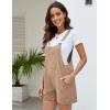 imageFlygo Womens Short Overalls Summer Casual Cotton Linen Adjustable Bib Shortalls Jumpsuits Romper Shorts with PocketsKhaki