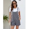 imageFlygo Womens Short Overalls Summer Casual Cotton Linen Adjustable Bib Shortalls Jumpsuits Romper Shorts with PocketsLight Grey