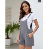imageFlygo Womens Short Overalls Summer Casual Cotton Linen Adjustable Bib Shortalls Jumpsuits Romper Shorts with PocketsLight Grey