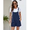 imageFlygo Womens Short Overalls Summer Casual Cotton Linen Adjustable Bib Shortalls Jumpsuits Romper Shorts with PocketsNavy