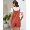 imageFlygo Womens Short Overalls Summer Casual Cotton Linen Adjustable Bib Shortalls Jumpsuits Romper Shorts with PocketsRed