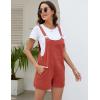 imageFlygo Womens Short Overalls Summer Casual Cotton Linen Adjustable Bib Shortalls Jumpsuits Romper Shorts with PocketsRed