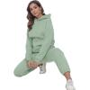 imageFlygo Womens Two Piece Outfits Oversized Sweat Suits Lounge Sets Sweatshirts Winter Teacher Clothing Sweatpants with PocketsBean Green