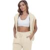imageFlygo Womens Two Piece Outfits Oversized Sweat Suits Lounge Sets Sweatshirts Winter Teacher Clothing Sweatpants with PocketsBeige