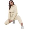 imageFlygo Womens Two Piece Outfits Oversized Sweat Suits Lounge Sets Sweatshirts Winter Teacher Clothing Sweatpants with PocketsBeige