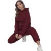 imageFlygo Womens Two Piece Outfits Oversized Sweat Suits Lounge Sets Sweatshirts Winter Teacher Clothing Sweatpants with PocketsBurgundy