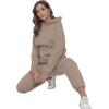 imageFlygo Womens Two Piece Outfits Oversized Sweat Suits Lounge Sets Sweatshirts Winter Teacher Clothing Sweatpants with PocketsCoffee Grey