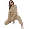 imageFlygo Womens Two Piece Outfits Oversized Sweat Suits Lounge Sets Sweatshirts Winter Teacher Clothing Sweatpants with PocketsKhaki