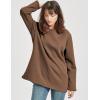 imageFlygo Womens Winter Warm Sherpa Lined Fleece Crewneck Sweatshirt Pullover Loungewear Tunic TopsBrown