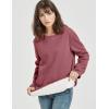 imageFlygo Womens Winter Warm Sherpa Lined Fleece Crewneck Sweatshirt Pullover Loungewear Tunic TopsWine Red