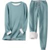 imageFlygo Women Winter Warm Loungewear Set Sherpa Lined Crewneck Sweatshirt and Jogger Pants Fleece Sweatsuit