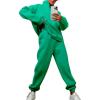 imageFlygo Womens Fleece 2 Piece Sweatsuit Half Zip Pullover Jogging Tracksuit Sweatshirt and SweatpantsGreenS