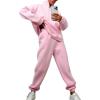 imageFlygo Womens Fleece 2 Piece Sweatsuit Half Zip Pullover Jogging Tracksuit Sweatshirt and SweatpantsPinkS