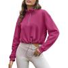 imageFlygo Womens Half Zip Sweatshirts Stand Collar Activewear Running Workout Pullover TopsMagenta