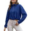 imageFlygo Womens Half Zip Sweatshirts Stand Collar Activewear Running Workout Pullover TopsNavy