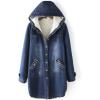 imageFlygo Womens Hoodies Button Down Sherpa Fleece Lined Coats MidLong Oversized Denim Trucker Jacket OutwearDark Blue