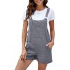 imageFlygo Womens Short Overalls Summer Casual Cotton Linen Adjustable Bib Shortalls Jumpsuits Romper Shorts with PocketsLight Grey