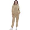 imageFlygo Womens Two Piece Outfits Oversized Sweat Suits Lounge Sets Sweatshirts Winter Teacher Clothing Sweatpants with PocketsKhaki