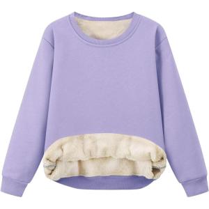 imageFlygo Unisex Boys Girls Fleece Lined Crewneck Sweatshirt Kids Warm Sherpa Pullover Sweater Sweatshirts Fall Winter ClothesPurple