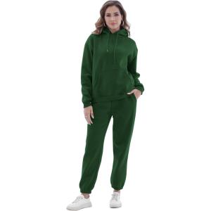 imageFlygo Womens Two Piece Outfits Oversized Sweat Suits Lounge Sets Sweatshirts Winter Teacher Clothing Sweatpants with PocketsDark Green